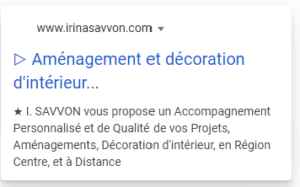 Exemple de Meta description avec le site irinasavvon.com