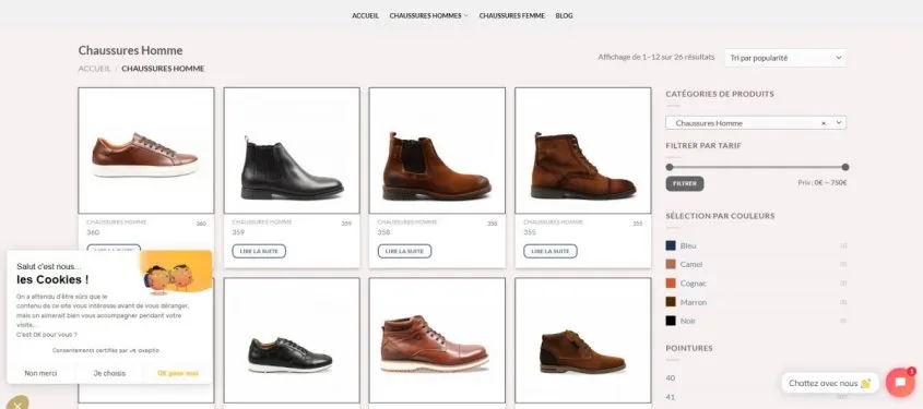vente en ligne de chaussures