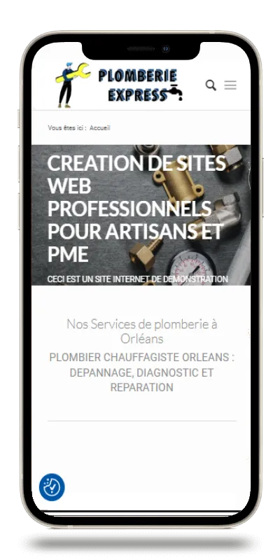 site web d'artisan sur écran d 'IPhone 12